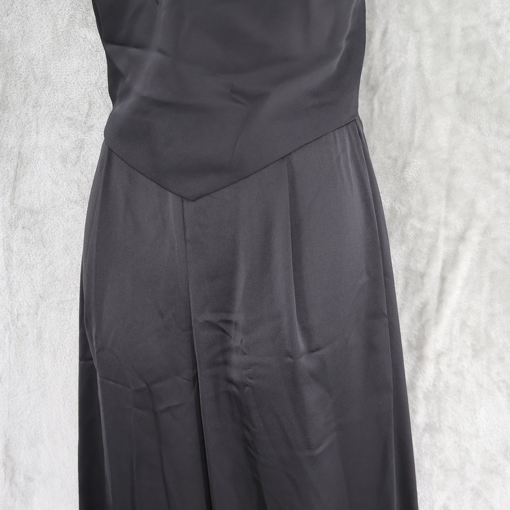 AQUA Halter Neck Wide Leg Satin Jumpsuit Womens 12 Black Hostess Event $268 NWT - Picture 7 of 16